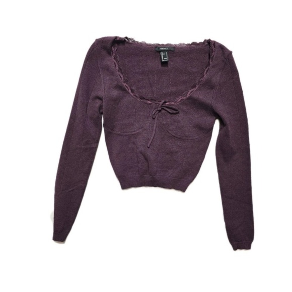 forever 21‎ Women's  Small Burgundy Sweater  Lace Trim